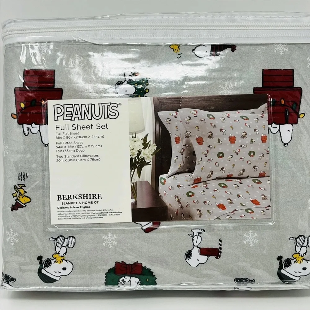 PEANUTS Snoopy Woodstock Christmas FULL SHEETS SET Santa Hat Wreath Lights Tree